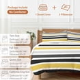 thumbnail image 6 of 3 Piece Yellow Black Stripe Duvet Cover Set Queen Size,Microfiber Comforter/Quilt Cover with Corner Ties and 2 Pillowcases,Modern Abstract Art Coarse Striped All Season Bedding with Zipper Closure, 6 of 8