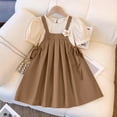thumbnail image 3 of Junlike Spring Outfits for Girls Summer Dress Outfits Short Sleeve Tops and Suspender Skirt Set Kids 2Pcs Clothes, 3 of 8