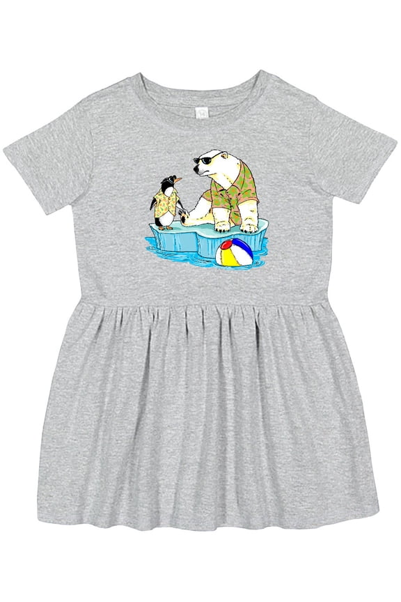 Penguin and Polar Bear Iceberg Beach Bums Girls Toddler Dress