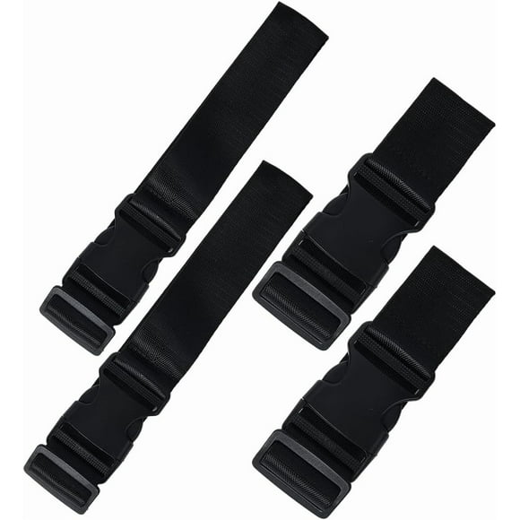 4Pcs 2 Styles Luggage Strap Suitcase Belt Add A Bag Luggage Straps Adjustable Travel Luggage Connect Attachment Backpack Carry Clip Strap with Release Buckle for Carry Bag Packing Black