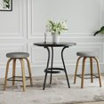 thumbnail image 2 of CQSXDA Backless Swivel Bar Stools Set of 2, Comfortable Fabric Upholstered 26 Inch Height Stools Ideal for Restaurants and Homes，Gray, 2 of 9