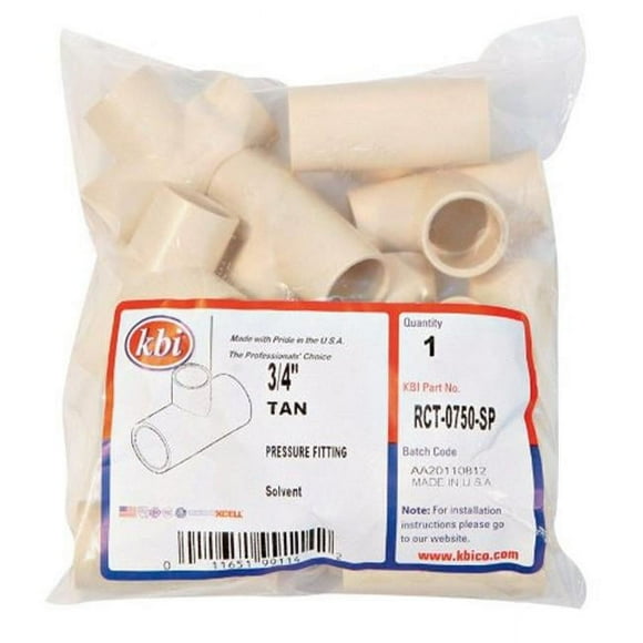 Kbi RCT-0750-SP CPVC Tee  0.75 in. Slip - Bag of 10