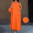 thumbnail image 6 of Ynynloco Womens Plus Size Maxi Dress with Pockets Casual Ring Strap Loose Plain Long Office Summer Fall Beach Travel Dresses L-5XL, 6 of 7