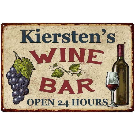 Kiersten's Rustic Wine Bar Sign Wall Décor Kitchen Gift 12x18 Metal 112180056911