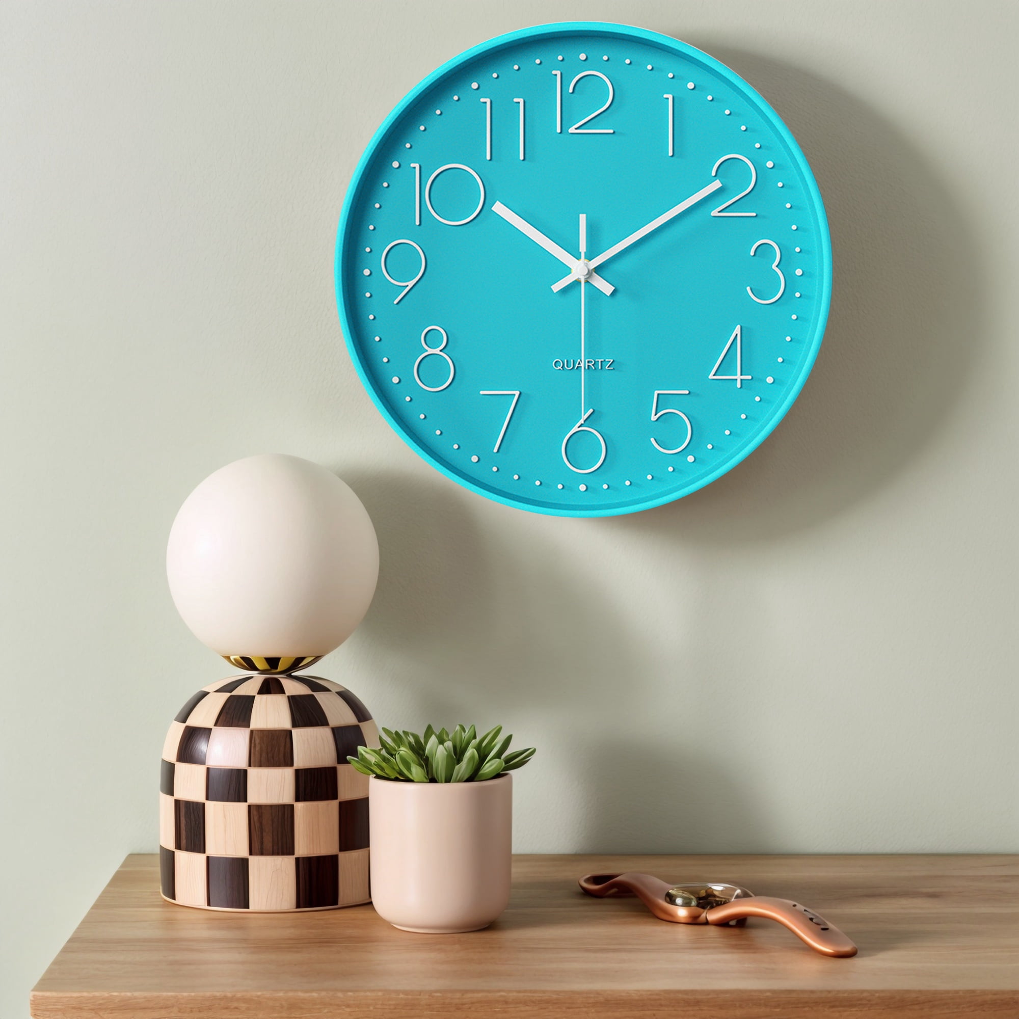 Unique Bargains Silent Non-Ticking Modern Battery Operated Wall Clock Blue