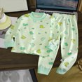 thumbnail image 2 of masbird Boys Girls Pajamas Little Toddler Long Sleeves and Pants Pajamas 2-Piece Pjs Set Kids Sleepwear 6-12 Months 12-24 Months 2t 3t 4t 5t 6t 7t 8t 9t(Green,3-4 Y), 2 of 4