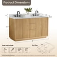 thumbnail image 6 of Altair-14 60" Double Bathroom Vanity in Washed Light Brown with Grain White, 6 of 16