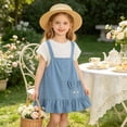 thumbnail image 4 of Amidoa Girls Summer Dresses Short Sleeve Solid Color A-Line Dresses Casual Kids Sundress Red Size 6, 4 of 7