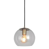 Open Box Home Decorators Collection 1-Light Antique Brass and Glass Mini-Pendant