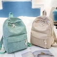 thumbnail image 3 of BRILLAR Mochila de pana suave de color para adolescentes Mochila escolar Mochila rayada multiusos, 3 of 5