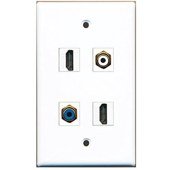 RiteAV - 2 Port HDMI 1 Port RCA White 1 Port RCA Blue Wall Plate