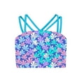 thumbnail image 3 of iEFiEL Girls Double Cross Shoulder Straps Swimming Crop Top Vest Butterfly Prints Tankini Tank Top Swimwear Blue 6, 3 of 5