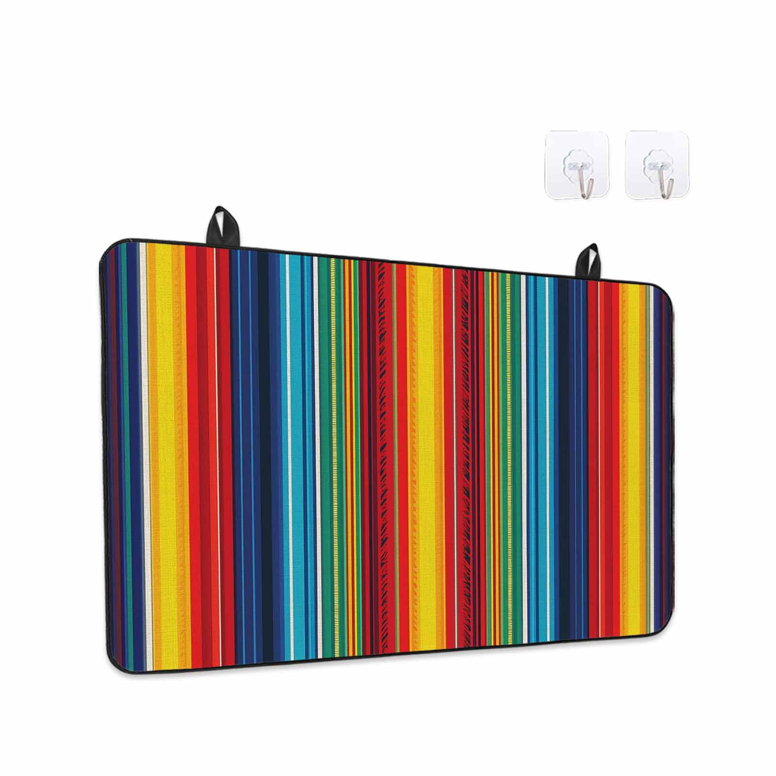 Abstract Vertical Striped Stove Top Cover for Electric Stove, Heat-proof & Non Slip Glass Top Stove Cover Protector, Colorful Rainbow Stripes Retro Kitchen Flat Cooktop Rubber Mat 24x21 Inches