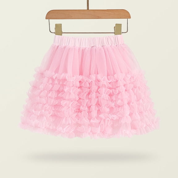 Girls Tutus Skirts Layered Tulles Princess Dresses Cute Bow Mesh Skirts for Birthday Casual Girls Casual Skirts 130