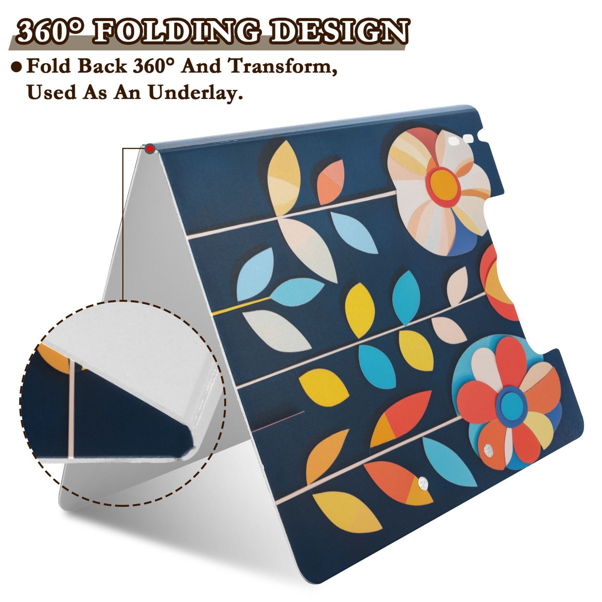 FORMRS A4 Clipboard Folder with Pen Holder Horizontal Foldable School Office Binder, Simple Floral