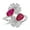 Red, variant on Kathy Levine Sterling Silver White and Emerald Cubic Zirconia Double Flower Pear and Round Bypass Ring, Size 6