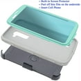 thumbnail image 2 of for 5.3" LG K10 2016 Premier LTE Case Phone Case 360° Cover Screen Protector Clip Holster Kick stand Armor Layers Grip Sides Shock Bumper Teal Gray, 2 of 4