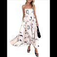 thumbnail image 2 of Vestido Maxi Estampado para Mujer, con Tirantes Finos, Floral, Estilo Bohemio, Fluido, para Playa y Vacaciones de Verano. Floral Beige XXL, 2 of 7