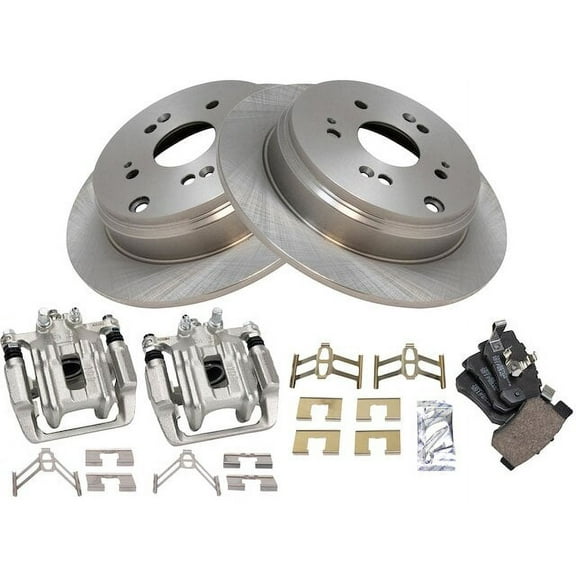 Rear Brake Pad Rotor and Caliper Set - Compatible with 2007 - 2011 Honda CR-V 2008 2009 2010