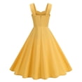 thumbnail image 5 of MOJOGO Dress for Women Square Neck Fit And Flare Midi Dress Sleeveless Wide Strap Swing Dresses Flowy Vintage Vacation Outfits Yellow L, 5 of 7