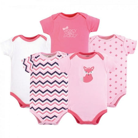 UPC: 0660168311952 | Luvable Friends Baby Girl Cotton Bodysuits 5pk Foxy 6-9 Months