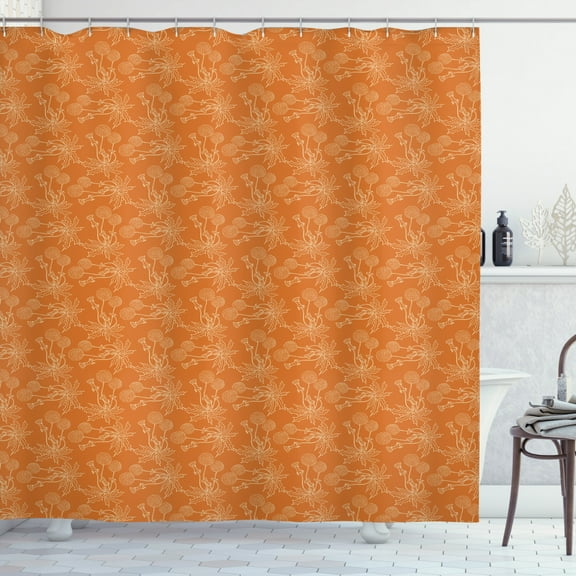 Ambesonne Burnt Orange Shower Curtain, Dandelion Poppy, 69"Wx75"L, Burnt Orange and White