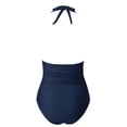 thumbnail image 5 of Women's Retro Swimsuit Sexy Ruched Vintage Bathing Suit - V Neck Keyhole Design, Removable Padded, Slimming Torso, S-XXL Sizes, 5 of 5
