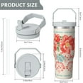 thumbnail image 4 of 30oz Pioneer Colorful Floral Stainless Steel Flip Straw Tumbler with Lid and Straw Spill Proof Travel Cup Double Wall Vacuum Insulated Coffee Mug with Top Handled White, 4 of 7