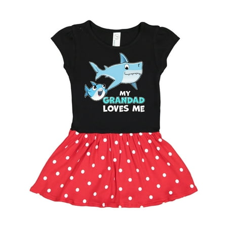 

Inktastic My Grandad Loves Me with Cute Sharks Gift Toddler Girl Dress