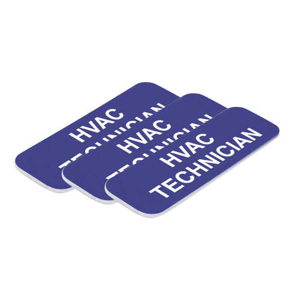 HVAC Technician 1 x 3" Name Tag/Badge, Blue, (3 Pack)