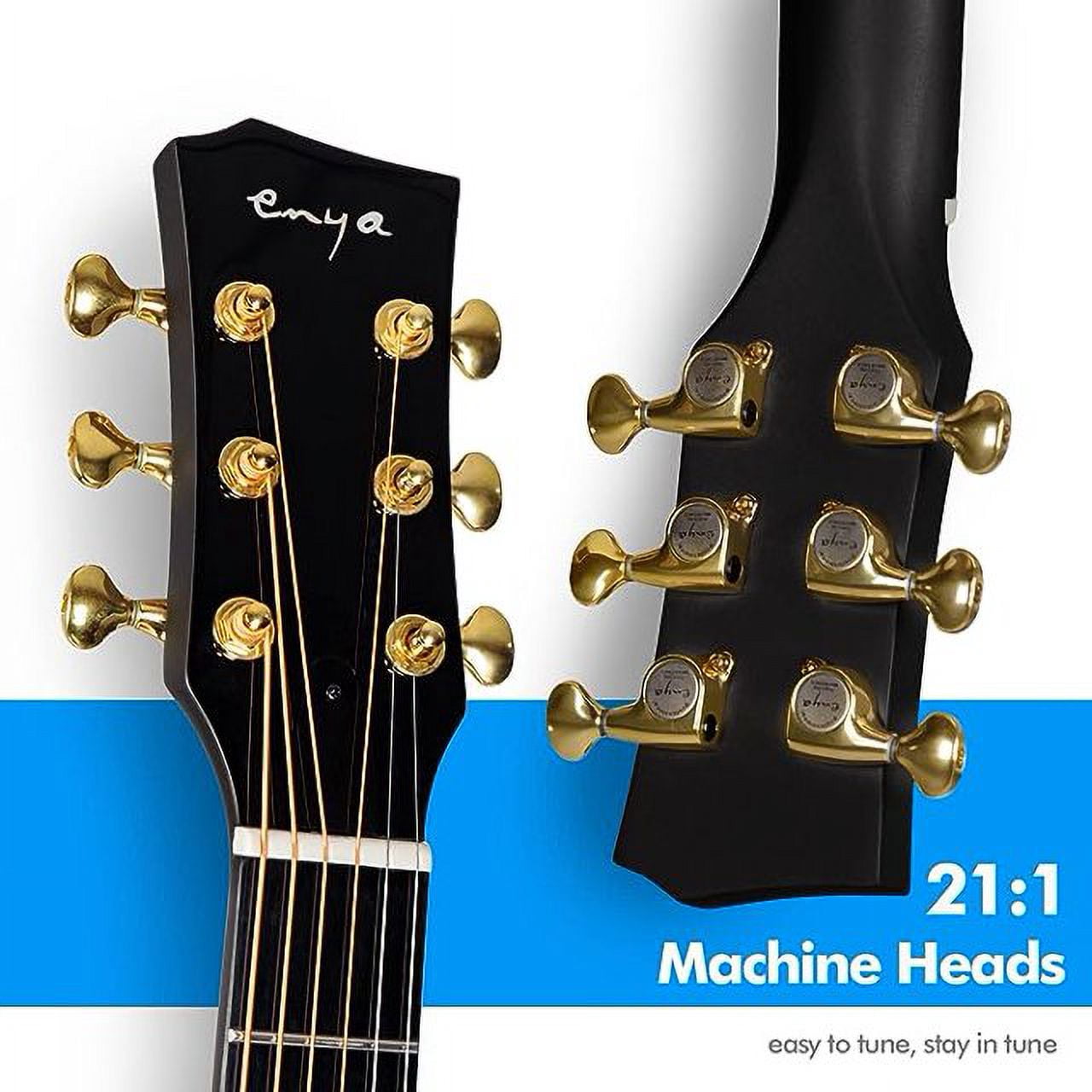 Enya Carbon Fiber Acoustic Electric Guitar X4 Pro Mini AcousticPlus 36” 3/4-Sized Guitar Bundle with Hard Case, Leather Strap, Instrument Cable & USB Type-C Charging Cable(X4 PRO MINI)
