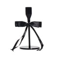 thumbnail image 2 of Black Metal Taper Candle Holder with Satin Bow - Gothic Halloween Table Centerpiece, Fall Harvest Indoor Display for Mantel, Home & Holiday Decor, 2 of 5