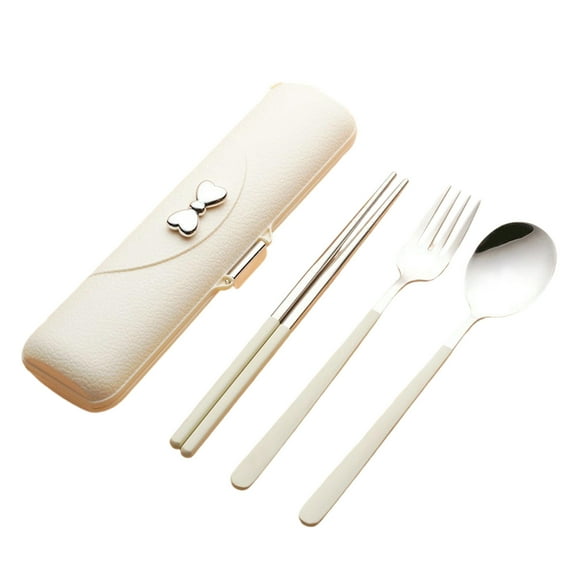 Specollect 1 Pcs Stainless Steel Portable Cutlery Set with Storage Box, Reusable Camping Utensils Fork Spoon Chopsticks for Office, Travel, School, Eco-Friendly