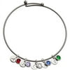Personalized Planet Family Expandable Double Bangle with Sterling Silver Initials and Birthstones