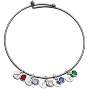 Personalized Planet Family Expandable Double Bangle with Sterling Silver Initials and Birthstones