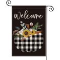 thumbnail image 1 of AVOIN Welcome Fall Pumpkin Garden Flag Buffalo Check Plaid Vertical Double Sided, Autumn Thanksgiving Holiday Yard Outdoor Decoration 12.5 x 18 Inch, 1 of 7