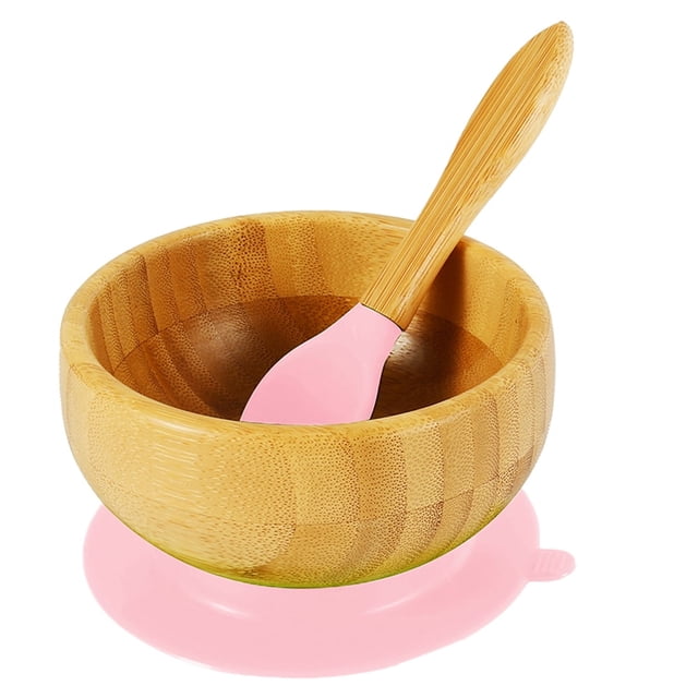 Baby Bowl and Spoon Set Natural Bamboo Toddle Tableware