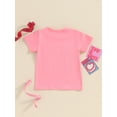 thumbnail image 4 of Suealasg Kids Girl Birthday Outfits Clothes Round Neck Short Sleeve Letter Heart Embroidery T-Shirt 6M 1T 2T 3T 4T Summer Clothing for Toddler Baby Girl, 4 of 9
