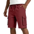 thumbnail image 2 of Relaxed Fit Cargo Shorts for Men with Deep Side Pockets - Elastic Waist Drawstring Casual Walking Shorts - Lightweight Quick-Dry Utility Work Shorts for Summer Wine S, 2 of 9