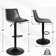 thumbnail image 3 of Vitesse Bar Stools Set of 2 Modern Swivel Bar Chairs, Barstools Counter Height with High Backrest, Adjustable Faux Leather Upholstered Bar Stool for Bar, Kitchen, Dining Room, 3 of 5