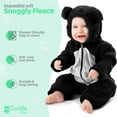thumbnail image 7 of Cuddle Club One Piece Romper Hooded Fleece Onesie Jumper for Baby, Bear Black & White Newborn, 7 of 7