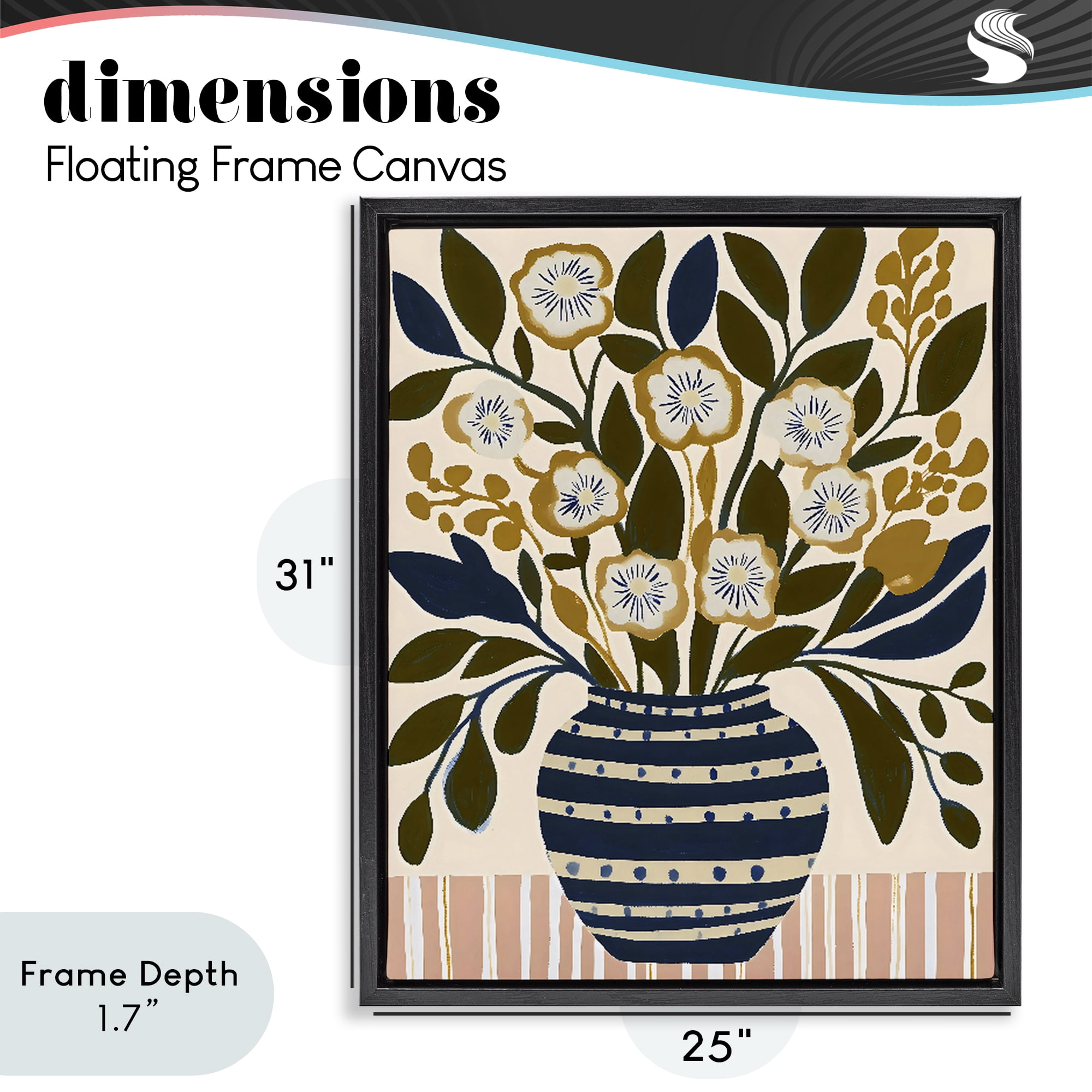 Stupell Industries Wild Bloom Boho Arrangement Black Framed Floater Canvas Wall Art, design by Creative Studio