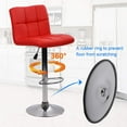 thumbnail image 3 of Dkelincs Modern PU Leather Swivel Bar Stools Set of 2  Counter Height Bar Stools Square Bar Height Stools Height Adjustable Bar Chairs with Chrome Base & Footrest, Red, 3 of 7