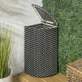 thumbnail image 3 of happimess Chloe 15.56-Gallon All-Weather Wicker/Metal Corner Hideaway Outdoor Trash Can for Package Delivery, Patio Furniture, Cushions, Gardening Tools, Pool Supplies, Dark Navy/White, HPM1200E, 3 of 9