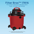 thumbnail image 3 of Filter Bros 17816 Compatible With Craftsman Replacement Filter For General Purpose Shop Vacuums Red Stripe Cartridge, 3 of 7
