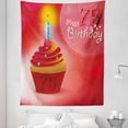 thumbnail image 1 of 75th Birthday Tapestry, Burning Starry Candle on a Creamy Delicious Cupcake Intimate Party, Fabric Wall Hanging Decor for Bedroom Living Room Dorm, 5 Sizes, Red Orange and Blue, by Ambesonne, 1 of 1
