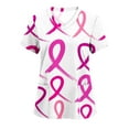 thumbnail image 2 of Feancey Pink Ribbon Scrubs for Women Short Sleeve V Neck Scrub Tops Breast Cancer Awareness T-Shirts Nurse Casual Wokring Uniforms with Pockets Multicolor S, 2 of 4