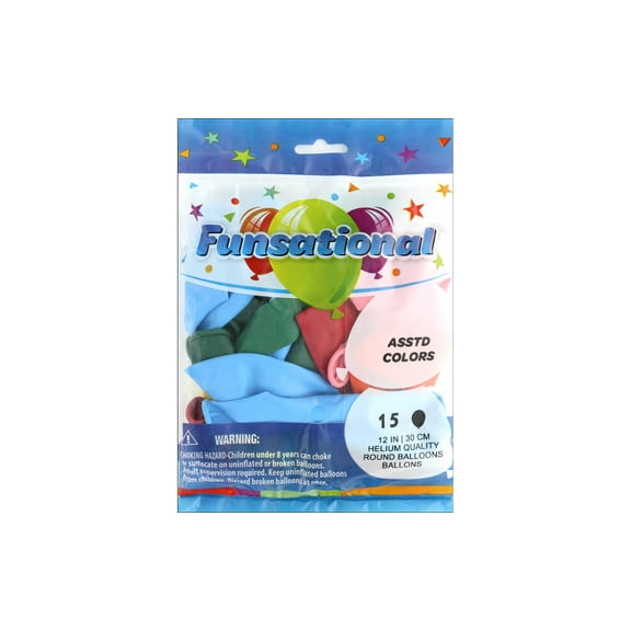 PNL Funsational Deco Balloon 12" 15pc Astd