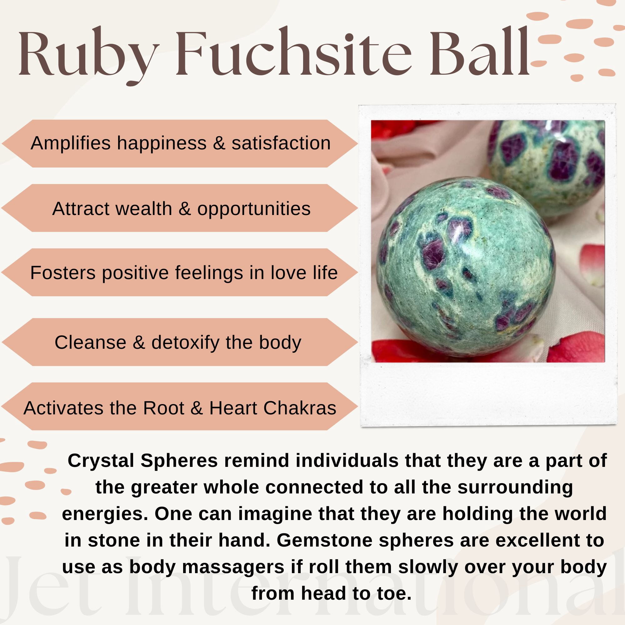 Jet Natural Ruby Fuschite Outdoor Decorative Ball Sphere