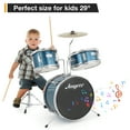 thumbnail image 6 of 3 Piece Kids Drum Set, Junior Drum Set for Beginners with Bass Tom Snare Drum, 14.76 Inch Drum Kit with Snare, Cymbal, Drumsticks, Adjustable Seat (Blue), 6 of 8